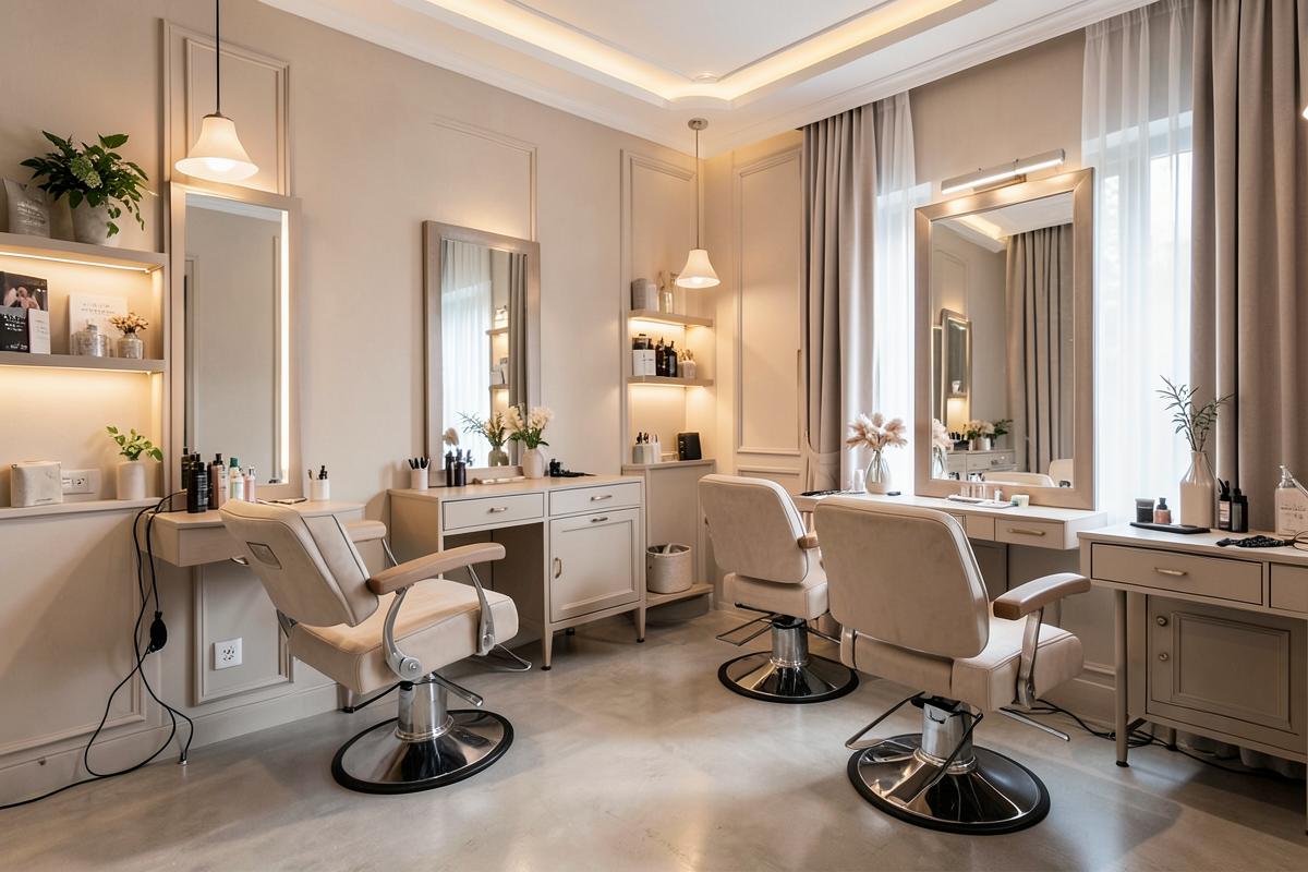 Melika Hair Salon website and warm salon interior